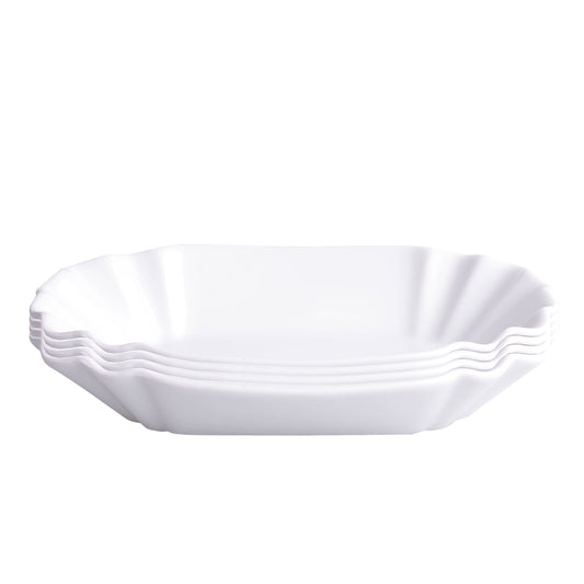 4er Set Pommesschale aus Porzellan 19,5 cm - Weiß - Currywurstschale Pommes Frites Currywurst Schale 2