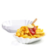 BigDean 6er Set Pommesschale aus Porzellan 19,5 cm - Weiß - Currywurstschale Pommes Frites Currywurst Snack Schale