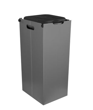 BigDean Müllsackhalter SichtFix 2.0 Schwarz mit Sichtschutz - 80L - Müllsackständer Bauset Mülleimer Müllbeutelständer Müllbeutelhalter Blauer Gelber Sack