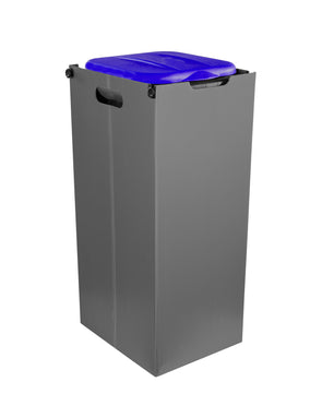 BigDean Müllsackhalter SichtFix 2.0 Blau mit Sichtschutz - 80L - Müllsackständer Bauset Mülleimer Müllbeutelständer Müllbeutelhalter Blauer Gelber Sack