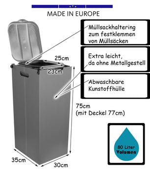 Müllsackhalter SichtFix 2.0 Blau mit Sichtschutz - 80L - Müllsackständer für Gelben Sack 6