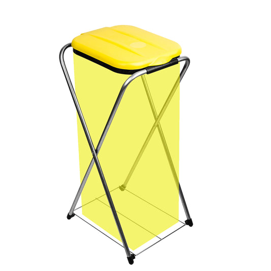 BigDean Müllsackständer EasyFix GELB 120L - Müllbeutelhalter mit Gitterboden - Müllsackhalter Metall Mülltütenhalter Gelber Sack Ständer image 1