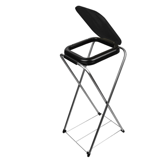 BigDean Müllsackständer EasyFix SCHWARZ 120L - Müllbeutelhalter mit Gitterboden - Müllsackhalter Metall Mülltütenhalter Gelber Sack Ständer image 2