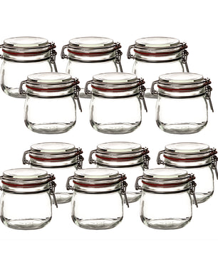 12er Set Drahtbügelgläser 600ml - Einmachgläser mit Bügelverschluss, Einweckgläser