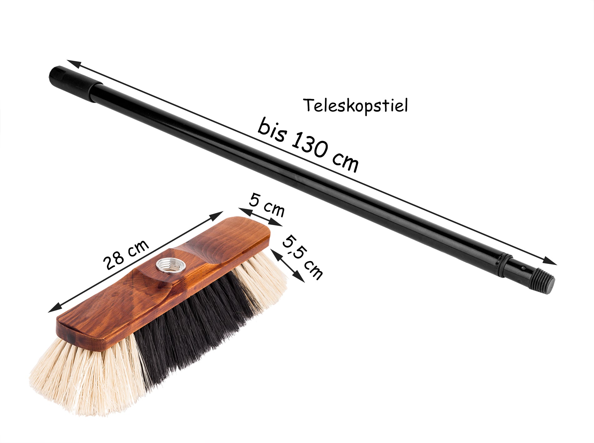 Zimmerbesen mit Stiel - Besen Holzbesen Teleskopstiel Stubenbesen Haushaltsbesen Kehrbesen 2