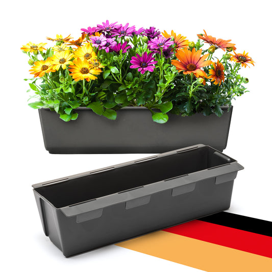 BigDean 2er Set Paletten Blumenkästen - Einsatz - mit Hängesystem zum Einhängen - 37cm anthrazit - Pflanzkasten für Europalette Balkonkasten Blumentopf - aus recyceltem PP-Kunststoff image 1
