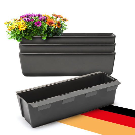 BigDean 4er Set Paletten Blumenkästen - Einsatz - mit Hängesystem zum Einhängen - 37cm anthrazit - Pflanzkasten für Europalette Balkonkasten Blumentopf - aus recyceltem PP-Kunststoff image 1