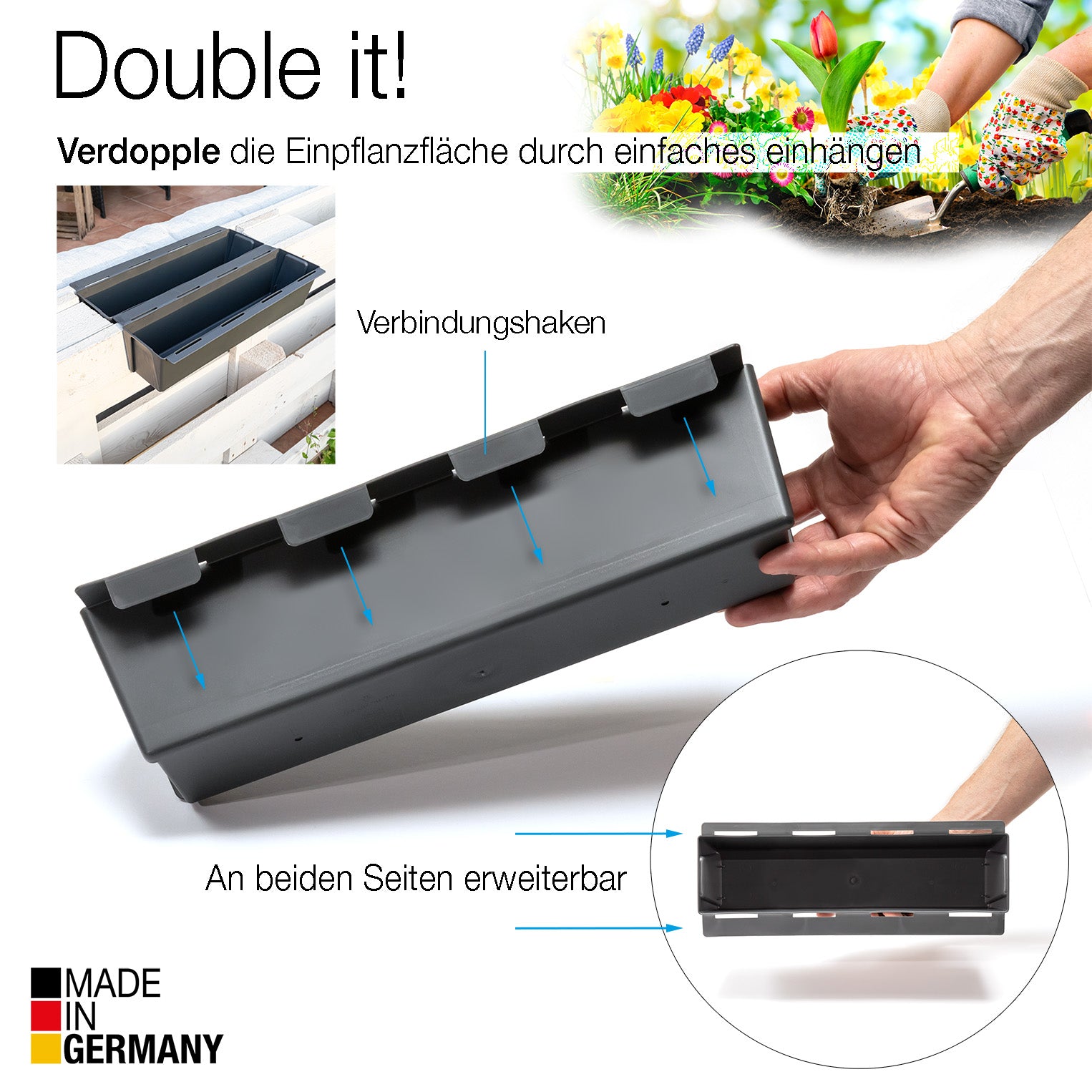 Blumenkasten 4er Set Europalette Pflanzkasten 37 cm 3