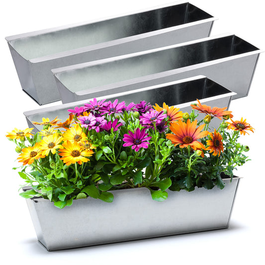 BigDean 4er Set Zink Paletten Blumenkästen - Einsatz 38cm groß Silber - aus Metall verzinkt - Zinkkasten Pflanzkasten Balkonkasten Blumentopf für Europaletten image 1