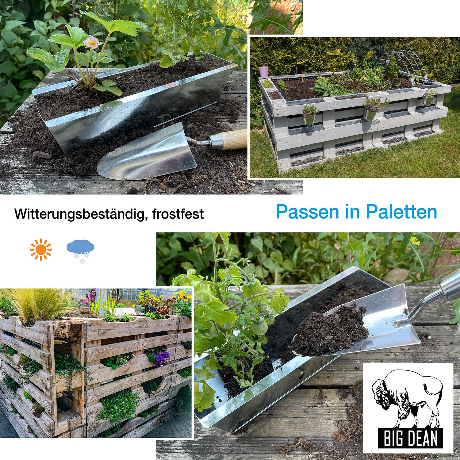 Paletten Blumenkasten 6x Kräuterbeet verzinkt 5
