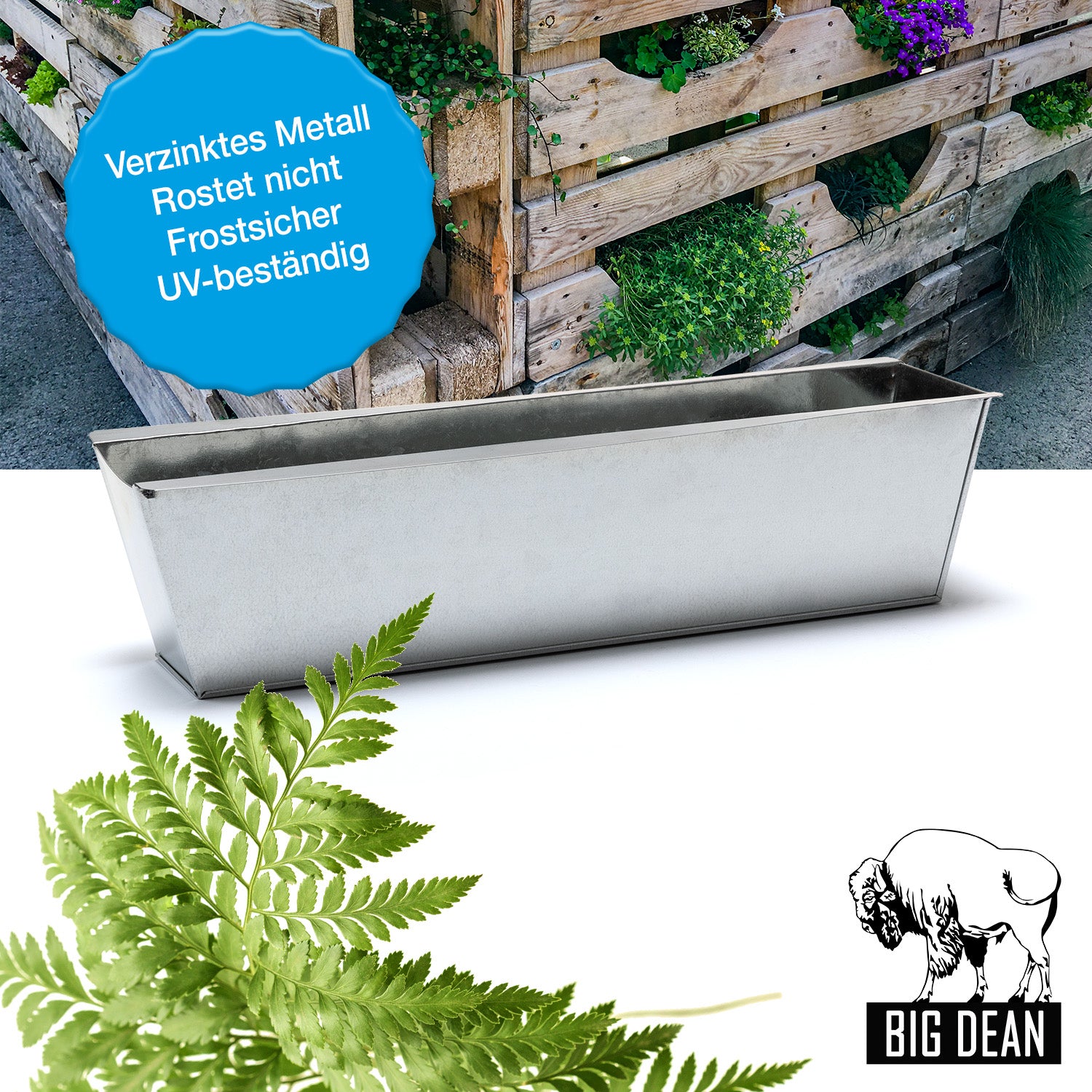 Paletten Blumenkasten 8x Kräuterbeet verzinkt 3