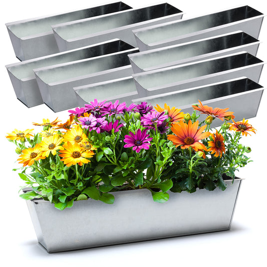 BigDean 10er Set Zink Paletten Blumenkästen - Einsatz 38cm groß silber - aus Metall verzinkt - Zinkkasten Pflanzkasten Balkonkasten Blumentopf für Europaletten