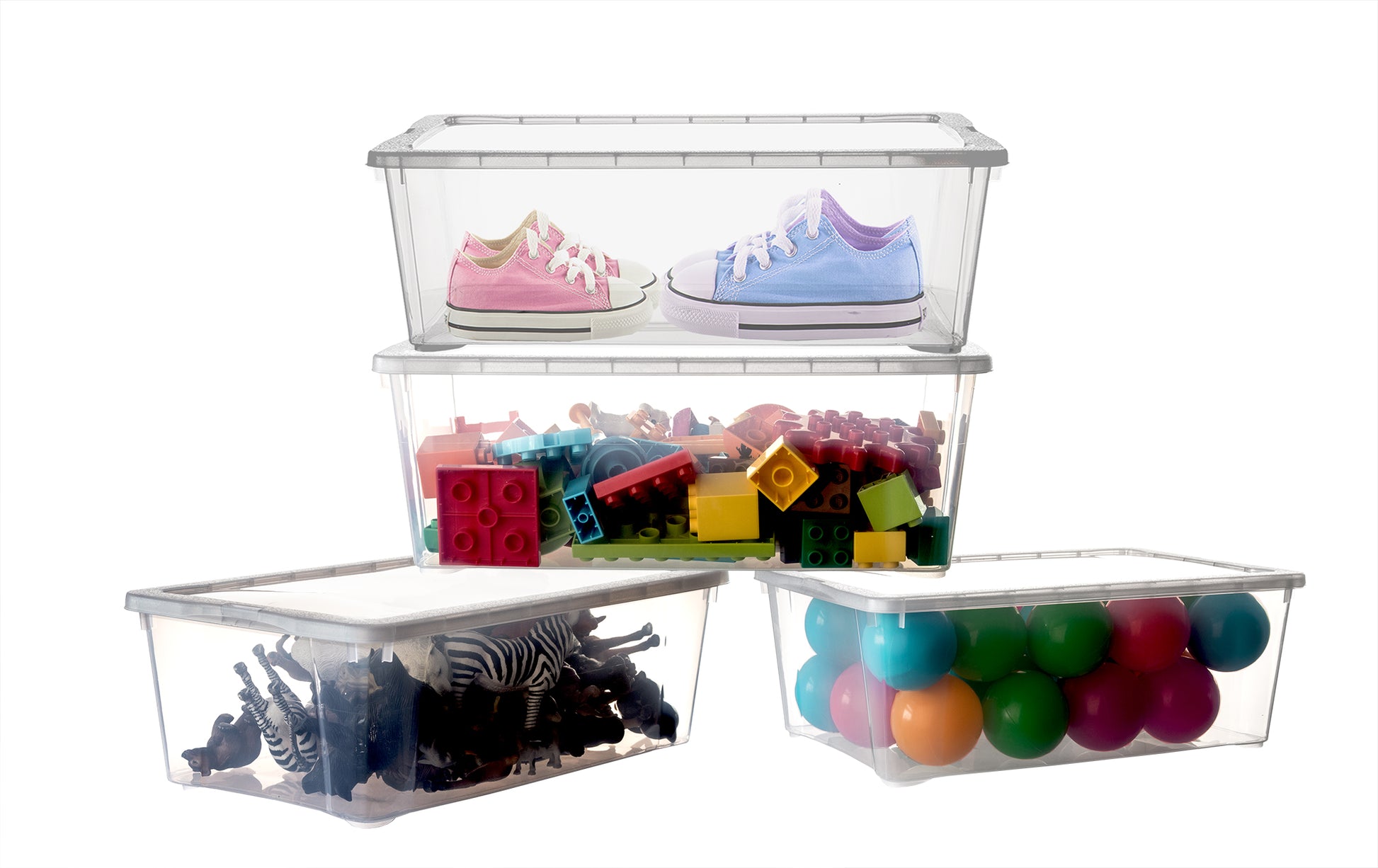 BigDean 12er Set Aufbewahrungsboxen mit Deckel 5L - belüftete & stapelbare Klarsichtboxen transparent - aus PP-Kunststoff - Organizer Box Aufbewahrung Ordnungsbox Schuhboxen 33x20x11cm 2