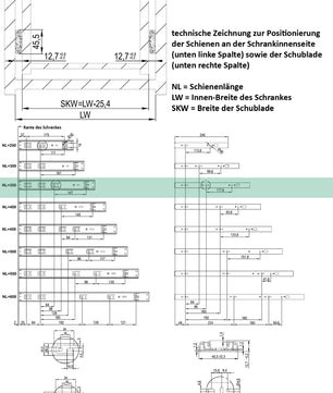 1 Paar (2 Stk.) Schubladenschienen Vollauszüge - 45 x 350mm - mit Softclose  3