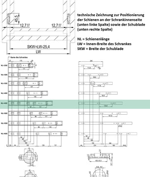 10 Paar (20 Stk.) Schubladenschienen Vollauszüge - 45 x 450mm - mit Softclose  3