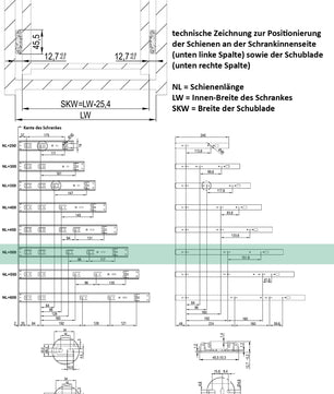 10 Paar (20 Stk.) Schubladenschienen Vollauszüge - 45 x 500mm - mit Softclose  3