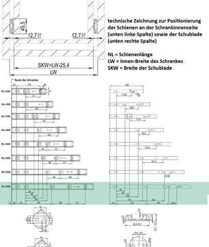 10 Paar (20 Stk.) Schubladenschienen Vollauszüge - 45 x 600mm - mit Softclose  3