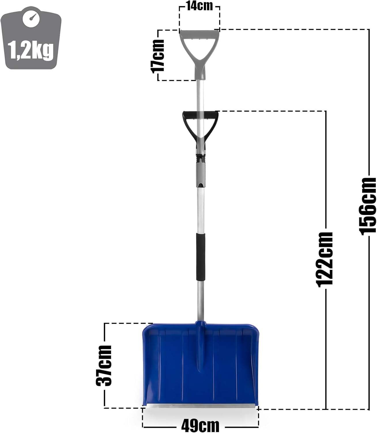 2 Stück Schneeschaufel mit Teleskopgriff – Schneeschieber Made in Europe