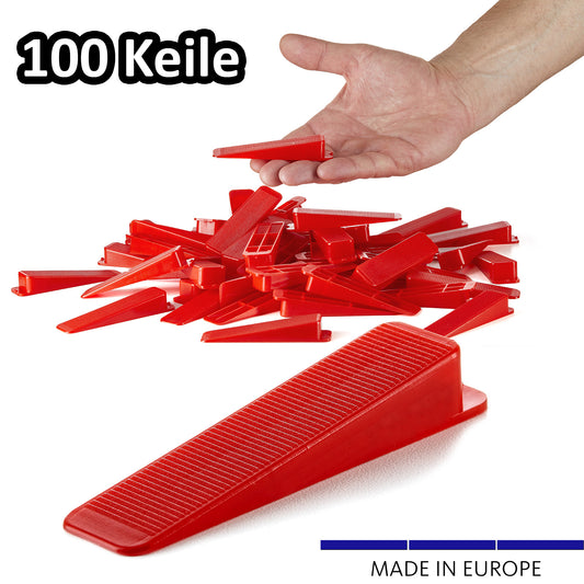 BigDean 100 Keile, Fliesenkeile - Fliesen Nivelliersystem - Frei wählbar - Riesen Auswahl an Fliesenkeilen & Zuglaschen - Verlegehilfe Fliesenleger Set - Made in Europe 2