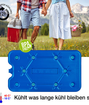 4er Set Flache Kühlakkus je 400ml groß - 12h lange Kühlung - perfekt für Kühltasche & Kühlbox  4