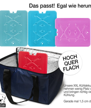 4er Set XXL Kühlakkus je 750ml groß - perfekt für Kühltasche & Kühlbox - Extra flach & dünn 5