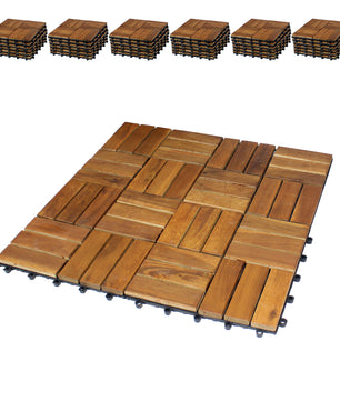 66er Pack Holzfliesen für Balkon 30x30 cm - 6 qm - Akazien-Holz - Bodenbelag Holzboden Klicksystem