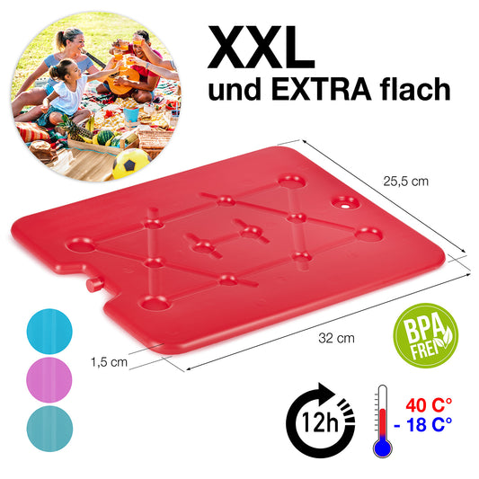 BigDean 4er Set XXL Kühlakkus je 750ml groß - perfekt für Kühltasche & Kühlbox - 32 x 25,5 x 1,5 cm - Freezeboards Kühlelemente Kühlpacks - Extra flach & dünn image 2