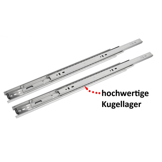 BigDean 1 Paar (2 Stk.) Schubladenschienen Vollauszüge - 45 x 250mm - Verzinkter Stahl - Schubladenvollauszüge Schubladenauszug Teleskopschienen Kugelführung - Schienensystem ohne Softclose 2