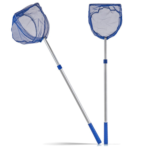 BigDean 2x Kescher für Kinder - Teleskop Kinderkescher - 75cm lang - Zum Fangen von Fischen - Für Teich, Wasser & Pool - Angelkescher klein - Kinderspielzeug Teichkescher Nylon-Netz image 1