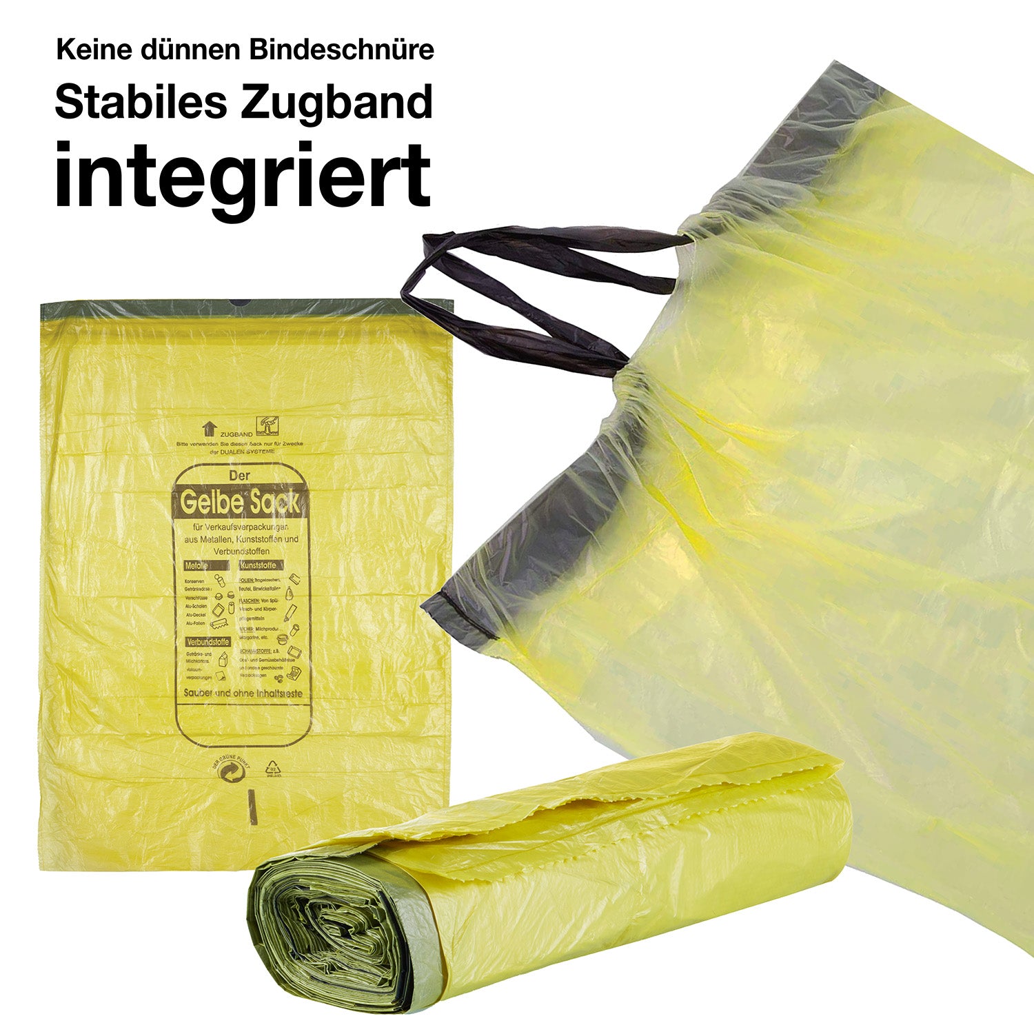 10 Rollen Gelber Sack, Gelbe Säcke 90 Liter HDPE Gelb 13 Stück pro Rolle, insgesamt 130 Stück 4