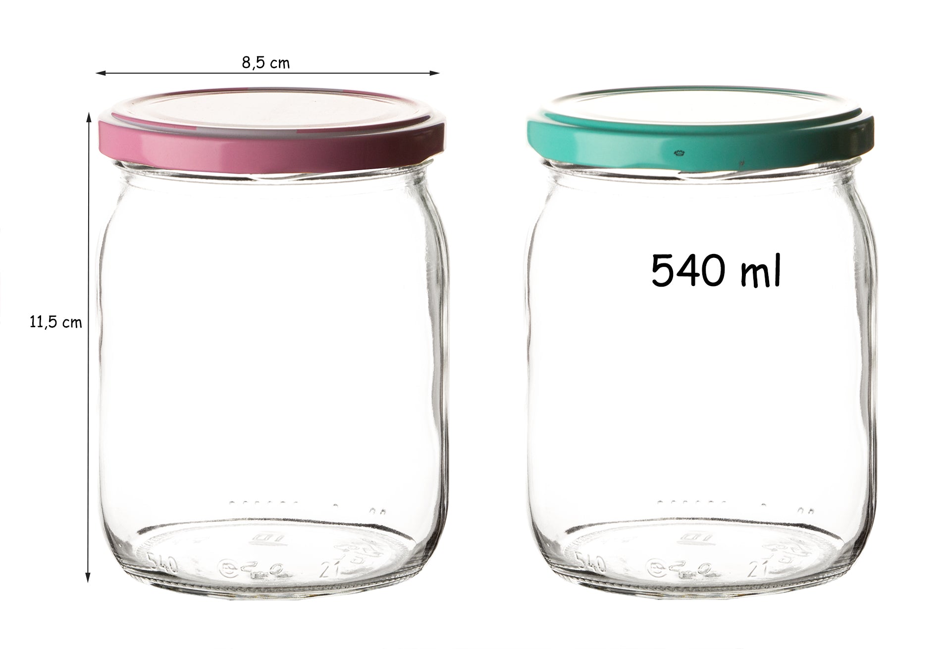 12er Set Einmachgläser mit Deckel in rosa und pastell-grün in made with love Stil - 540ml 6