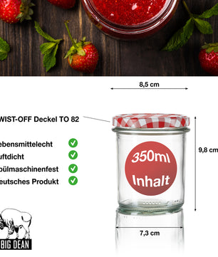 24x Einmachgläser 350 ml - Marmeladengläser TO 82 - Made in Germany - Einweckgläser inkl. Deckel 2