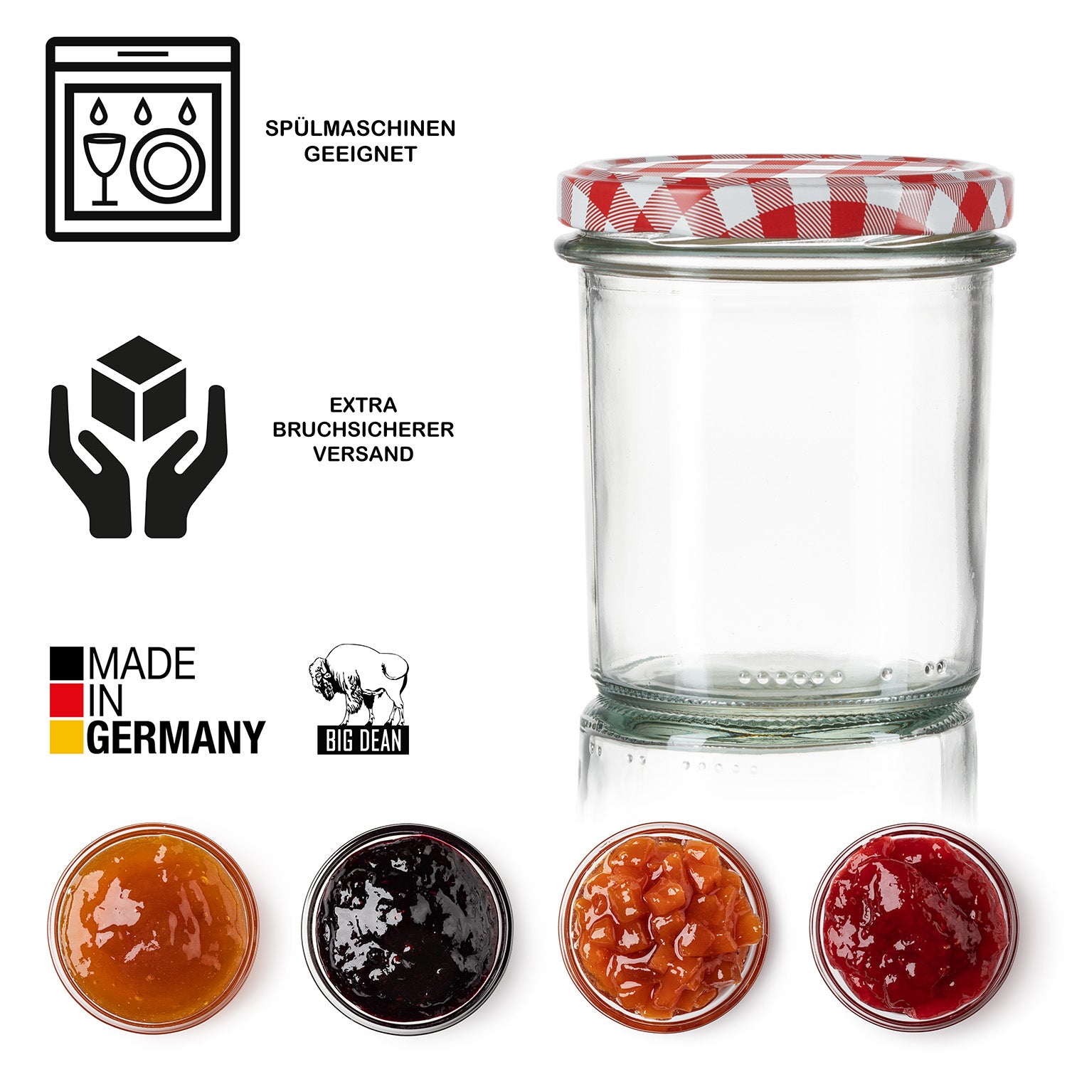 48x Einmachgläser 350 ml - Marmeladengläser TO 82 - Made in Germany - Einweckgläser inkl. Deckel 4