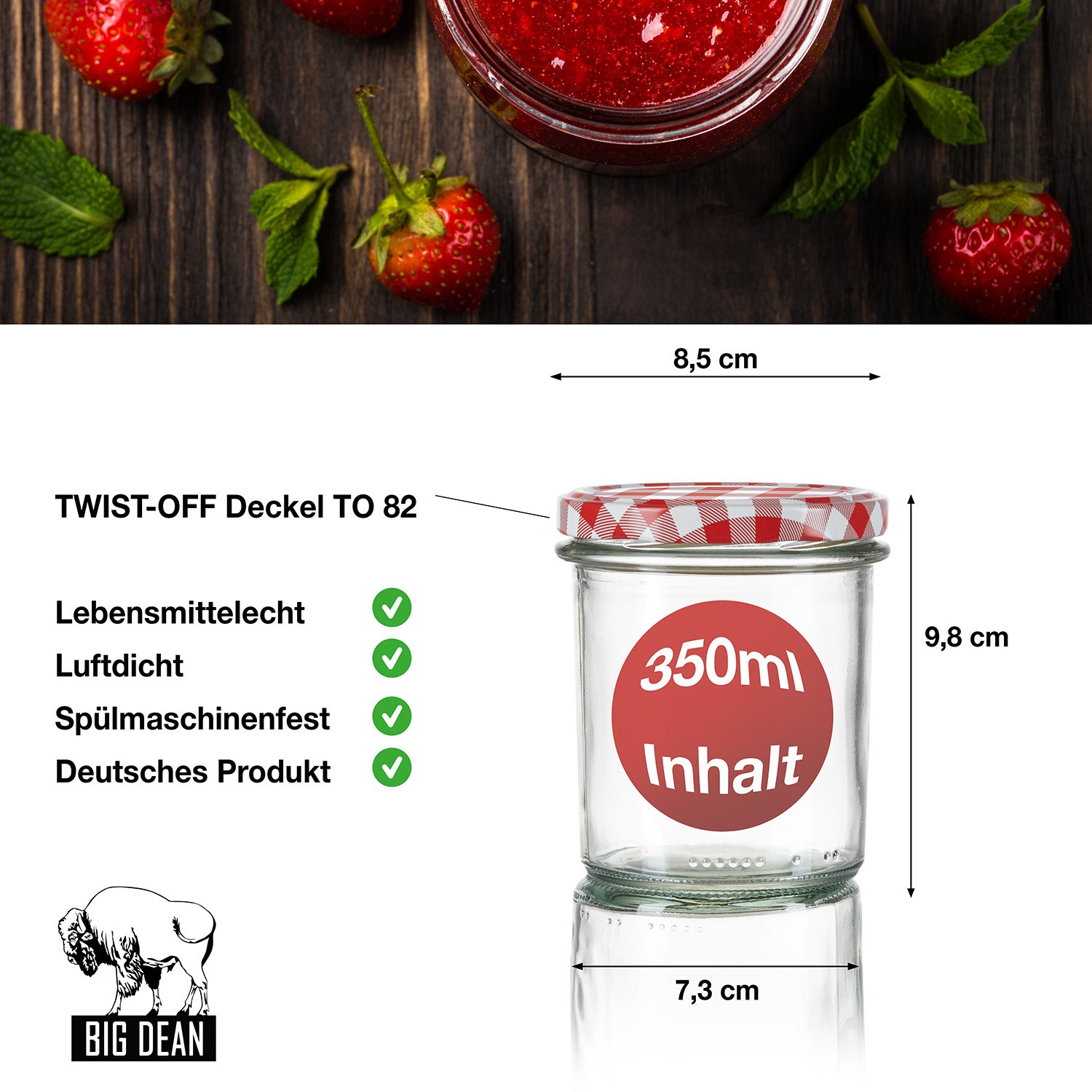 48x Marmeladengläser 350ml - Einmachgläser Einweckgläser Sturzgläser - Made in Germany  2