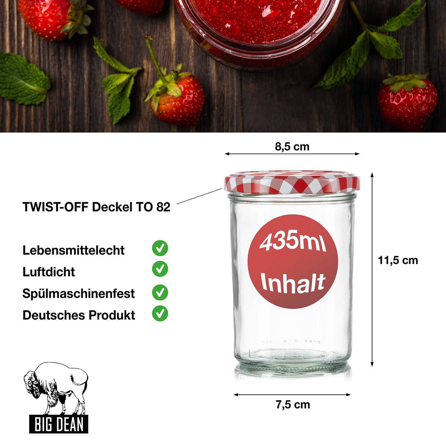 48x Sturzgläser 435ml - Einmachgläser Einweckgläser Schraubgläser - Made in Germany 2