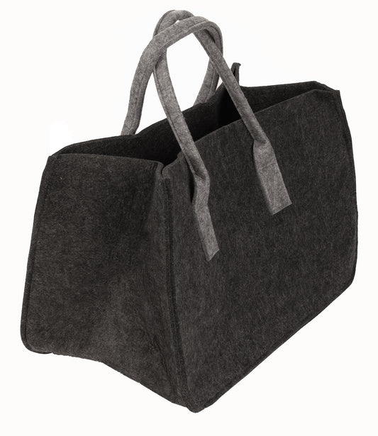 BigDean Filztasche Filzkorb anthrazit - für Kaminholz Shopper mit Henkel groß - Kaminzubehör - Holzkorb Einkaufskorb – Aufbewahrung faltbar 