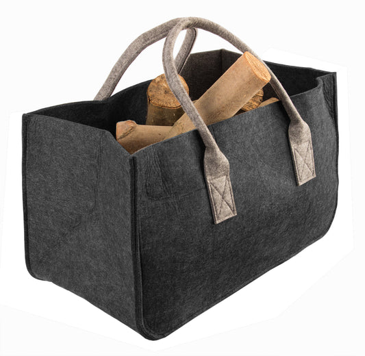  Filztasche anthrazit - für Kaminholz Filzkorb mit Henkel Groß - Kaminzubehör - Holzkorb 2