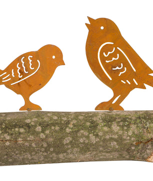 BigDean 4er Set Vogel Gartenstecker im Edelrost Design – Zaundekoration aus Metall – 2 x 2 Vögel Ros 3