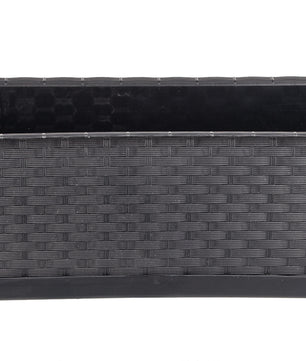 Blumenkasten mit Untersetzer 60 cm lang Rattan-Optik anthrazit - aus PP-Kunststoff
