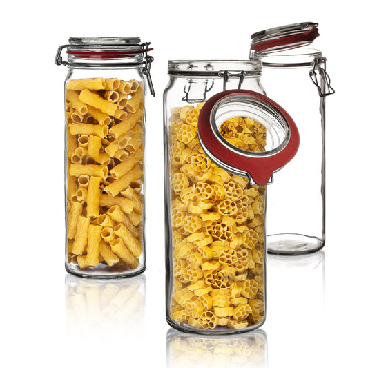 BigDean 6er Set Vorratsgläser 2160ml - Einmachgläser Spaghetti Glas mit Deckel & Bügelverschluss - Made in Germany - Drahtbügelgläser zum luftdichten Aufbewahren, Einlegen & Einkochen - Glas image 2