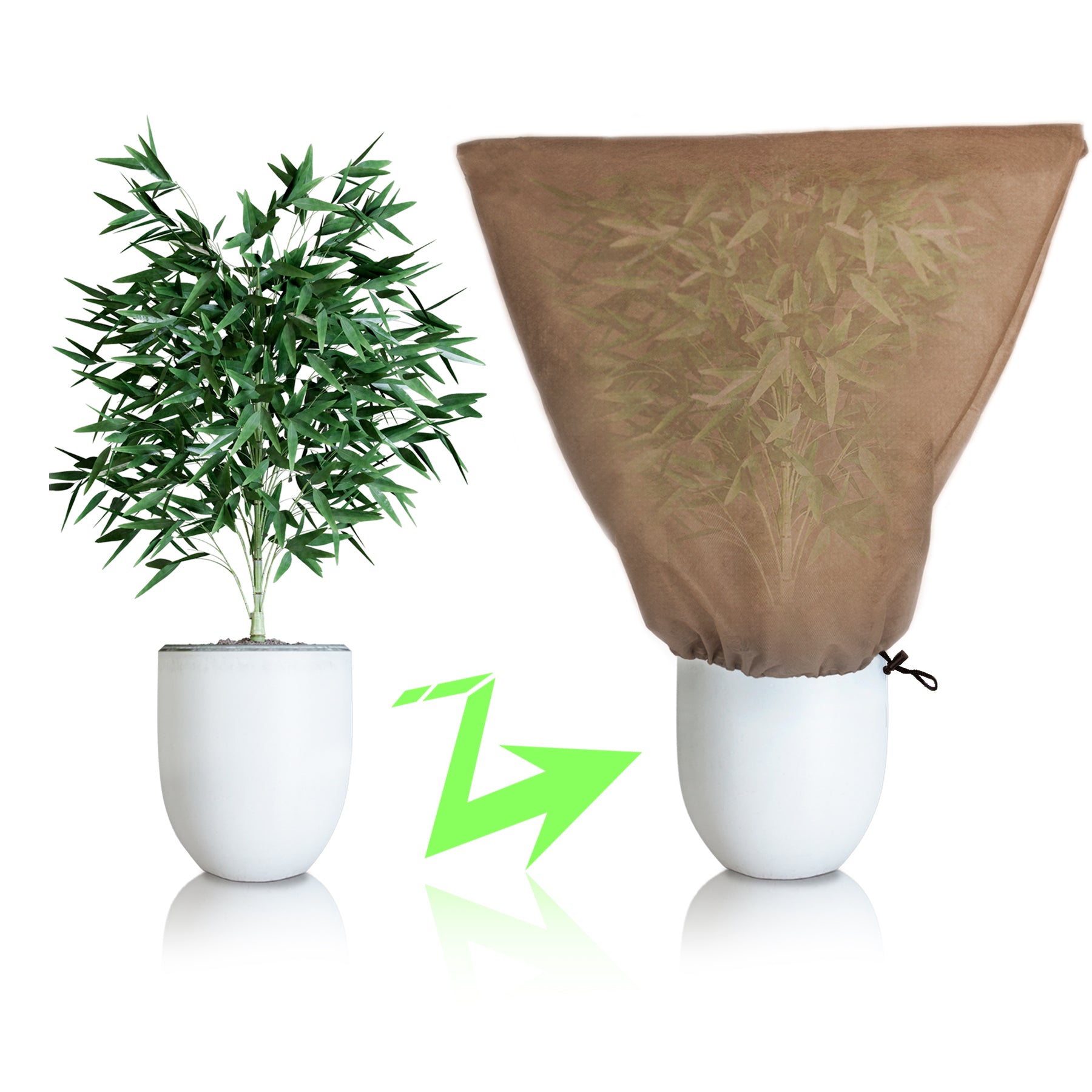 BigDean 3er Set XL Winterschutz Kübelpflanzensack 80 x 100 cm BRAUN Wintervlies Schutzhaube Vlies 5