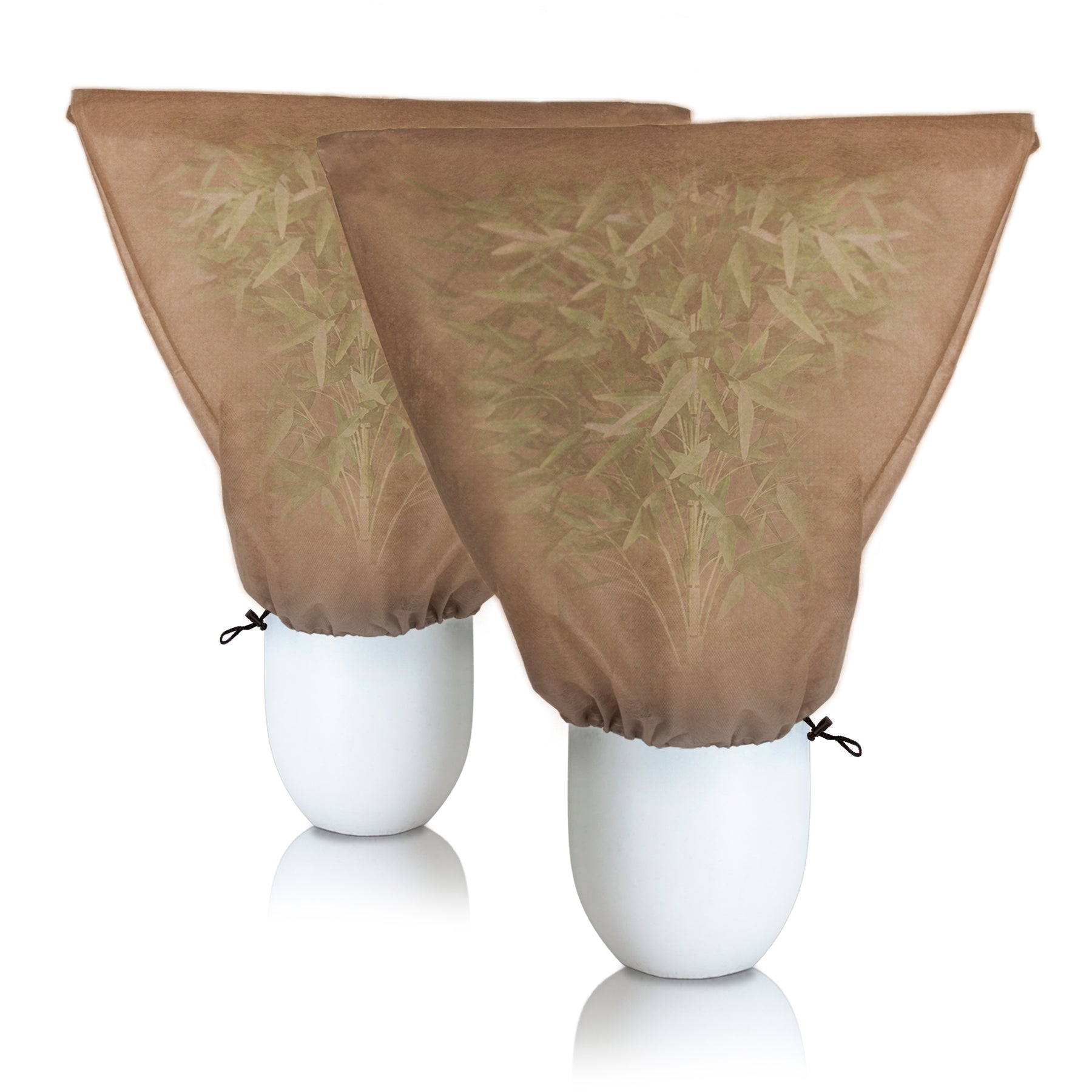 C  BigDean 2er Set XXL Winterschutz Kübelpflanzensack 120 x 180 cm BRAUN Pflanzenschutzsack Wintervlies Schutzhaube Vlieshaube für Pflanzen extra stark