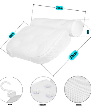 BigDean Badewannenkissen atmungsaktiv 4D Wannenkissen Badekissen mit 7 rutschfesten Saugnäpfen 5