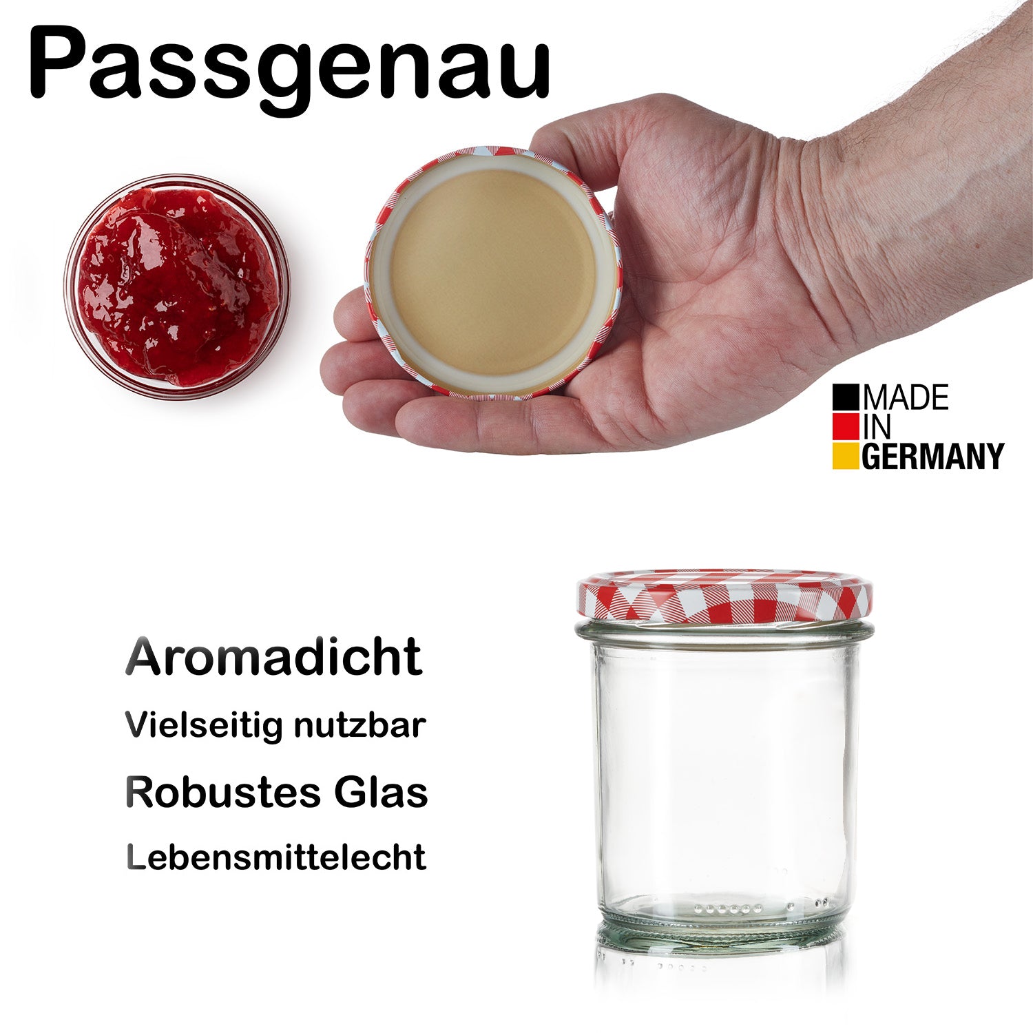 12x Sturzgläser 363ml - Einmachgläser TO 82 - Marmeladengläser Einkochgläser Twist-Off-Gläser 5