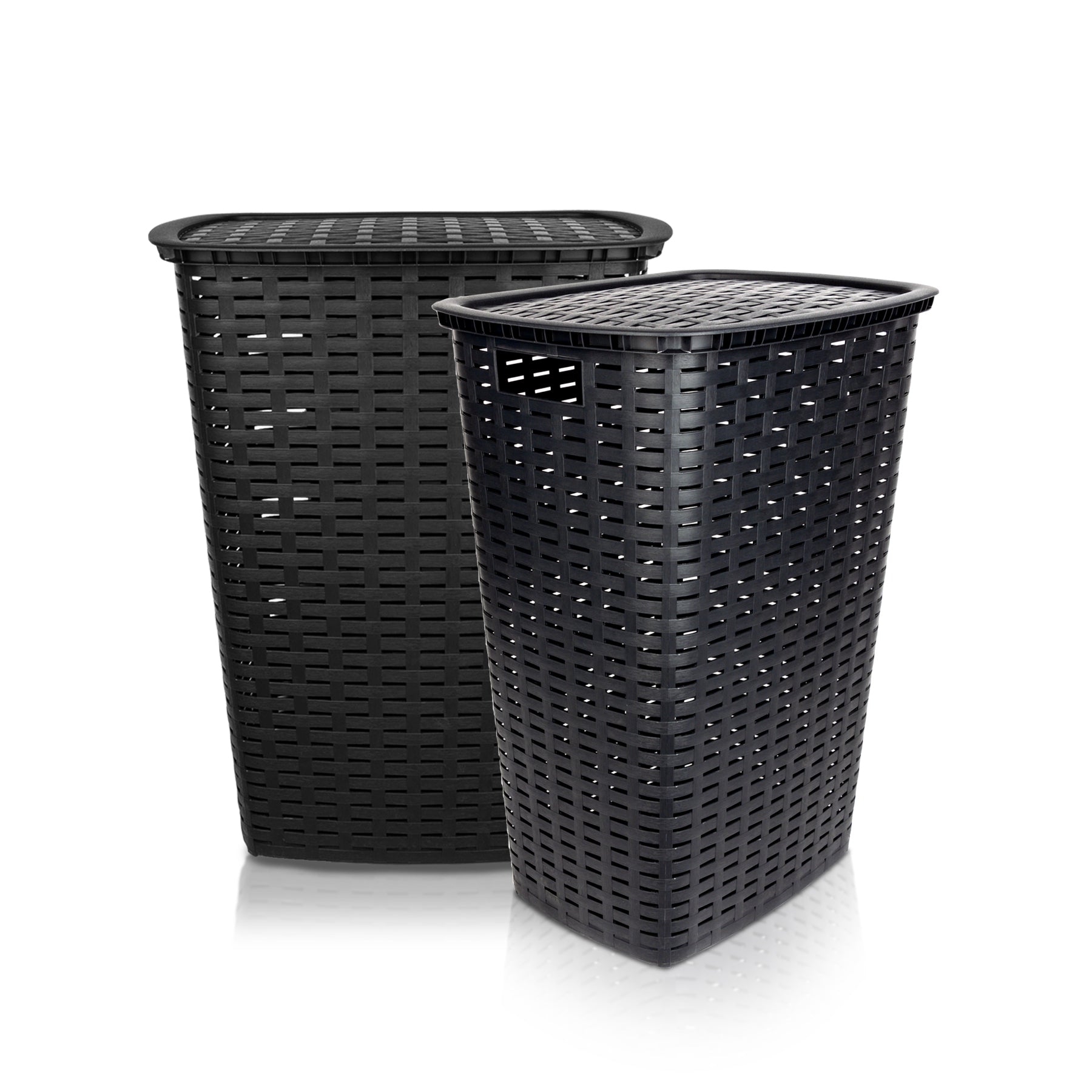 BigDean Wäschesammler 55L mit Deckel und 2 Griffen Wäschekorb Wäschebox in Flecht Rattan Optik - 2