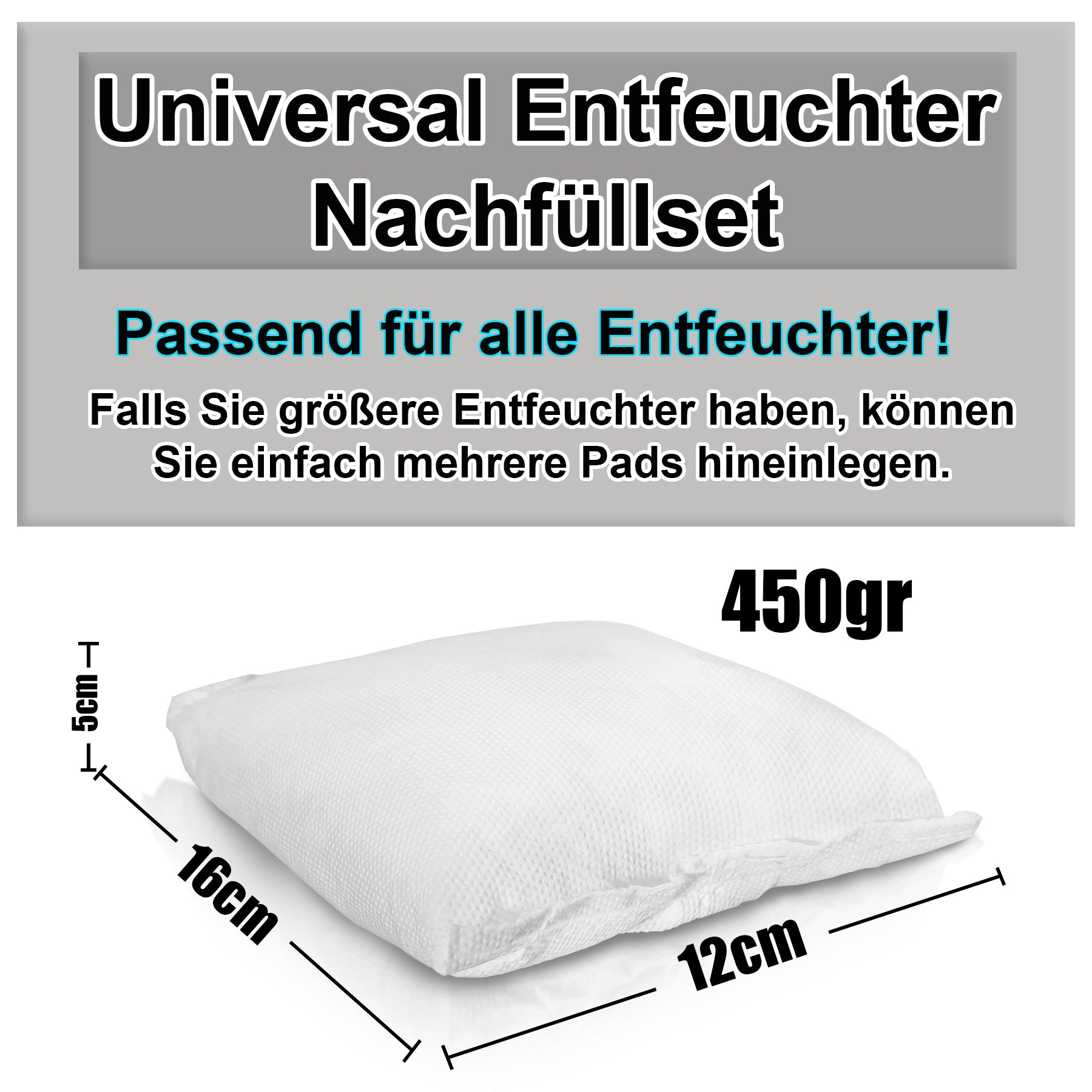 BigDean 12 x 400g Luftentfeuchter Nachfüllpack Feuchtigkeits-Stopper Nachfüll-Beutel Granulat  6