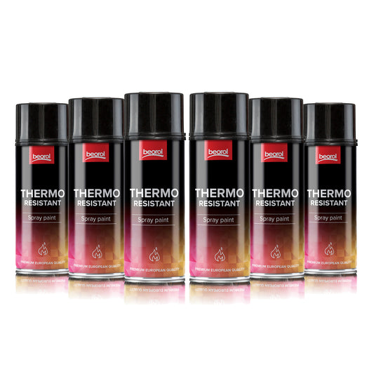 6 Dosen Thermolack 400 ml Ofenlack schwarz matt hitzebständiger Lack bis + 800°C Auspufflack schwarz matt Grill lack feuerfeste Farbe für Grill image 1
