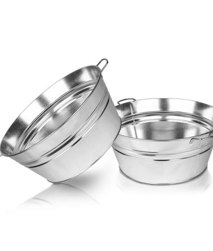 XL Zinkwanne Ø 48,5cm x 21,5cm H - massiv + wasserdicht zum Bepflanzen und Befüllen - Pflanz