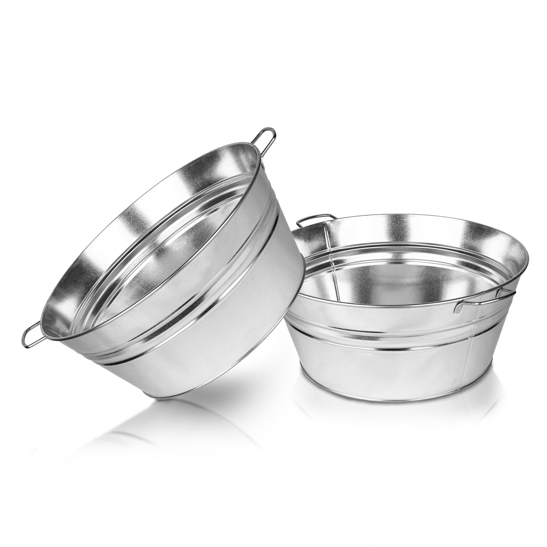 XL Zinkwanne Ø 48,5cm x 21,5cm H - massiv + wasserdicht zum Bepflanzen und Befüllen - Pflanz