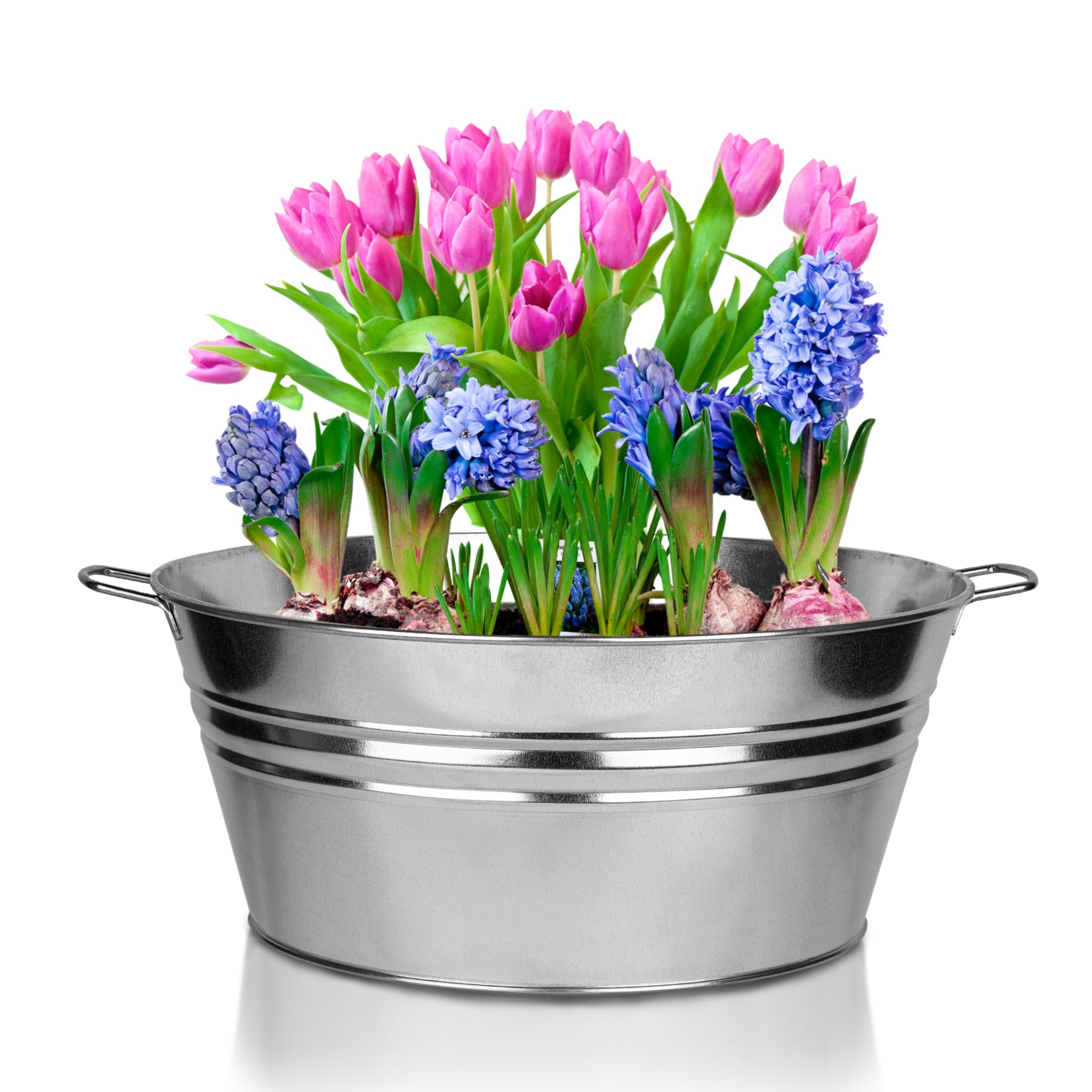 BigDean XL Zinkwanne Ø 48,5cm x 21,5cm H - massiv + wasserdicht zum Bepflanzen und Befüllen - Pflanz 5